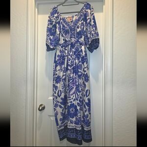 Floral Blue and White Women's Dress